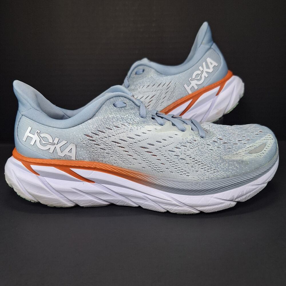 Hoka One One Clifton 8 Womens 9.5B Blue Fog 1119394 BFPA Running Shoes Sneakers
